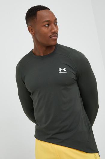 Tréningové tričko s dlhým rukávom Under Armour zelená farba, jednofarebné