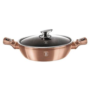 BERLINGERHAUS Pekáč kulatý s mramorovým povrchem a poklicí  28 cm Rosegold Metallic Line BH-1519