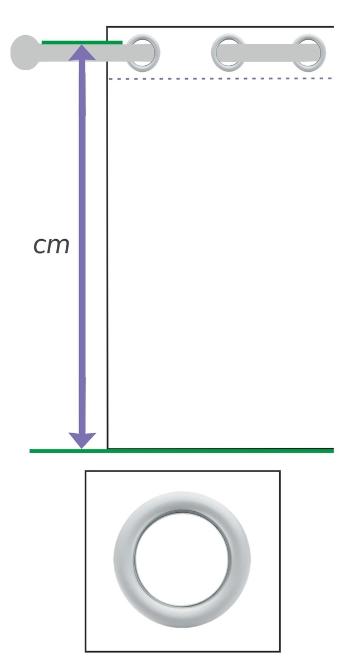 Strieborná matná farba krúžkov, Krúžkovanie závesu, (pridajte 23 cm látky)