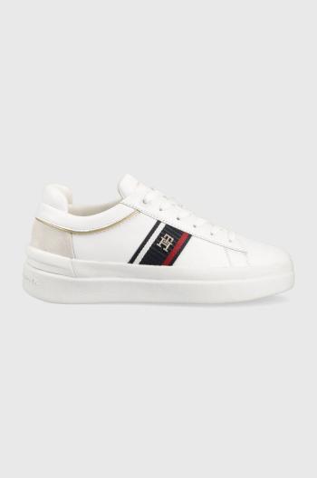 Kožené tenisky Tommy Hilfiger CORP WEBBING COURT biela farba, FW0FW07387