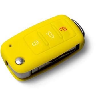 Ochranné silikónové puzdro na kľúč pre VW/Seat/Škoda s vystreľovacím kľúčom, farba žltá (SZBE-001Y)