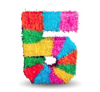 Piñata číslo " 5 " farebná - rozbitná, 50x35x7,5 cm - GoDan