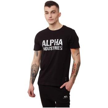 Alpha  Tričká s krátkym rukávom Camo Print Tshirt  Čierna