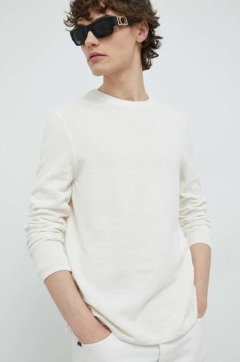 Bavlnený sveter Marc O'Polo pánsky, biela farba, tenký