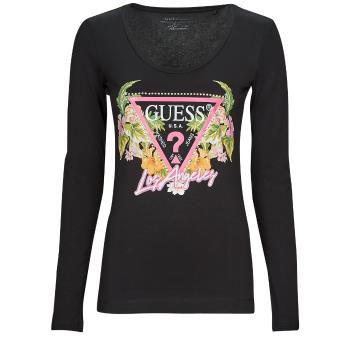 Guess  LS SN TRIANGLE FLOWERS TEE  Tričká s dlhým rukávom Čierna