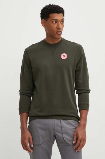 Bavlnená mikina Fjallraven1960 Logo Badge Sweater pánska, zelená farba, s nášivkou,  F87163