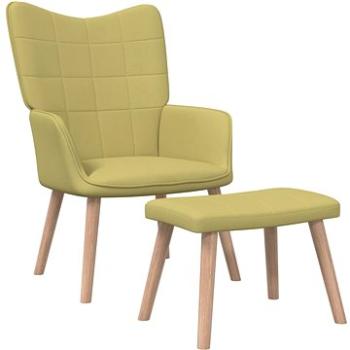 Relaxačná stolička s podnožkou zelená textil, 327935