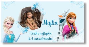 Narodeninový banner s fotkou - Frozen Elza Rozmer banner: 130 x 260 cm