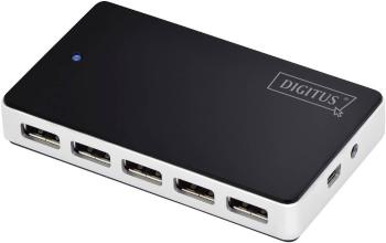 USB 2.0 hub Digitus DA-70229, 10 portů, čierna, strieborná