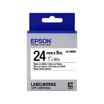 Epson LabelWorks LK-6WBN C53S656006 24mm x 9m, čierna tlač / biely podklad, originálna páska