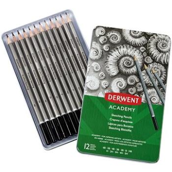 DERWENT Academy Sketching Pencils Tin v plechovej škatuľke, šesťhranná – súprava 12 tvrdostí (2301946)