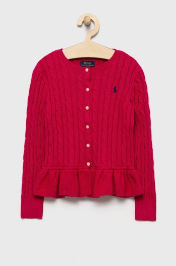 Detský bavlnený kardigan Polo Ralph Lauren ružová farba,
