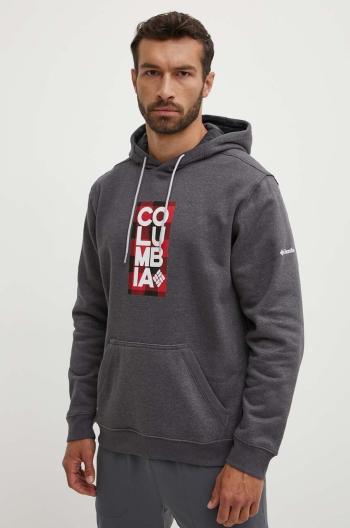 Mikina Columbia HOODIE EM2179-GREY, pánska, šedá farba, s kapucňou, jednofarebná