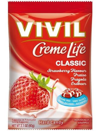 Vivil Bonbons Creme Life Classic drops s jahodovo-smotanovou príchuťou bez cukru 110 g