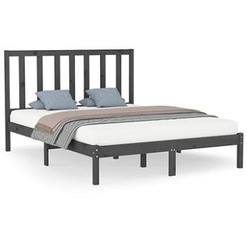 Rám postele sivý masívne drevo 150 × 200 cm King Size, 3106775