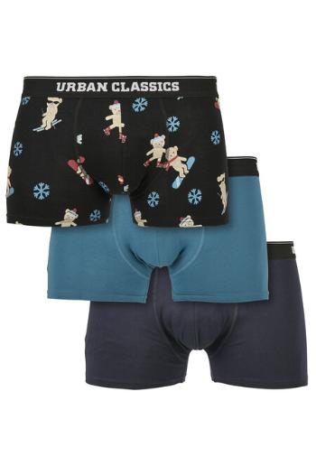 Urban Classics Organic X-Mas Boxer Shorts 3-Pack teddy aop+jasper+navy - XXL