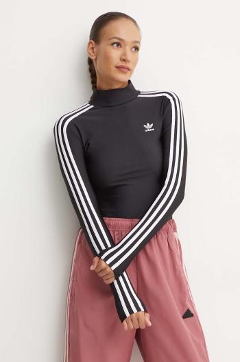 Tričko s dlhým rukávom adidas Originals dámske, čierna farba, s polorolákom, IZ3200