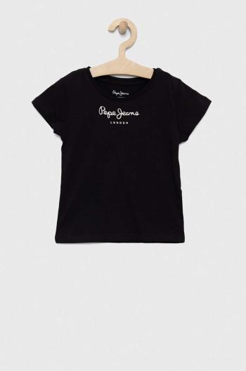 Detské bavlnené tričko Pepe Jeans Čierna farba
