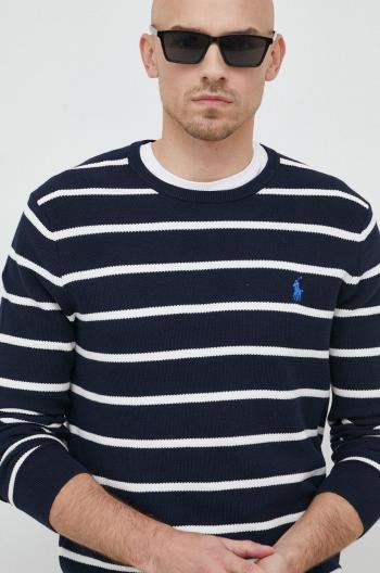 Bavlnený sveter Polo Ralph Lauren pánska, tmavomodrá farba