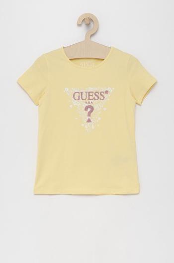 Detské tričko Guess žltá farba,