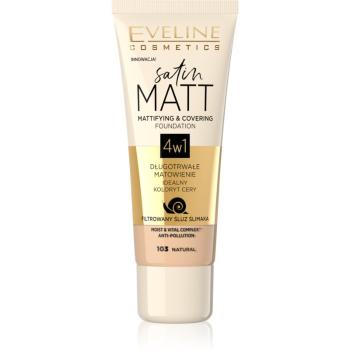 Eveline Cosmetics Satin Matt zmatňujúci make-up s extraktom zo slimáka odtieň 103 Natural 30 ml