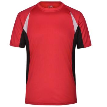 James & Nicholson Pánske funkčné tričko s krátkym rukávom JN391 - Červená / čierna | S