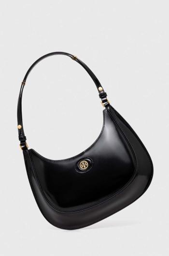 Kožená kabelka Tory Burch Robinson Spazzolato čierna farba, 154729.001