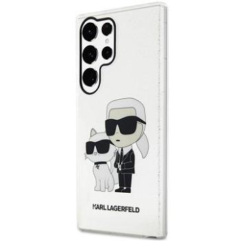 Karl Lagerfeld IML Glitter Karl and Choupette NFT Zadný Kryt na Samsung Galaxy S23 Ultra Transparent (KLHCS23LHNKCTGT)