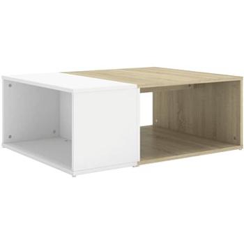 SHUMEE Konferenčný stolík biely a dub sonoma 90 × 67 × 33 cm drevotrieska, 806908