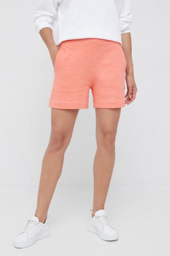 Bavlnené šortky Tommy Hilfiger dámske, oranžová farba, jednofarebné, vysoký pás