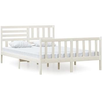 Rám postele biely masívne drevo 140 × 200 cm, 3101154