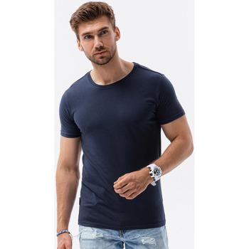 Ombre  Tričká s krátkym rukávom Pánske tričko bez potlače S1224 - námornícka modrá  viacfarebny