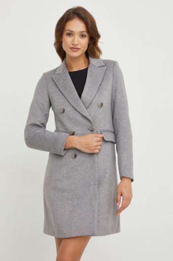 Vlnený kabát Answear Lab šedá farba, prechodný, dvojradový