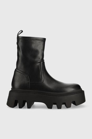 Členkové topánky Buffalo Flora Sockboot dámske, čierna farba, na platforme,