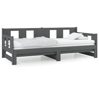 Výsuvná posteľ sivá masívna borovica 2× (90 × 200) cm, 820284