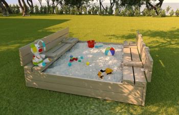 Uzatvárateľné detské pieskovisko s lavičkami - 120x120 cm  Closeable sand box