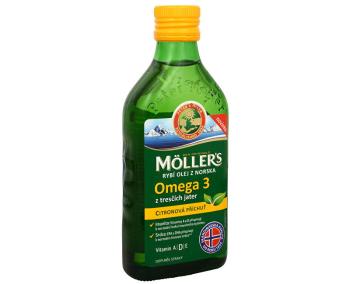 Mollers Omega 3 Rybí olej, Citrónová príchuť z pečene tresiek 250 ml