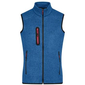 James & Nicholson Dámska vesta z pleteného fleecu JN773 - Kráľovsky modrý melír / červená | L