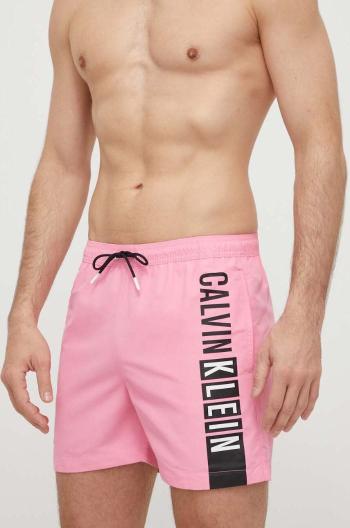 Plavkové šortky Calvin Klein ružová farba, KM0KM00991