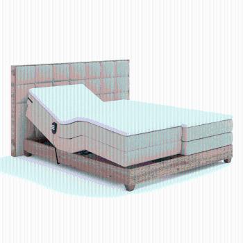 Elektrická polohovacia posteľ, boxspring, béžová/dub artisan, 160x200, TIANA