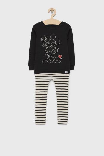 Detské bavlnené pyžamo GAP čierna farba, s potlačou