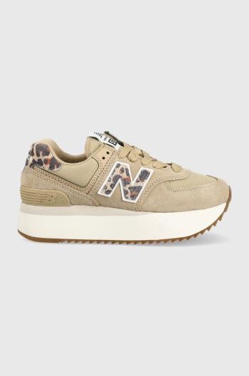 Tenisky New Balance WL574ZDC béžová farba