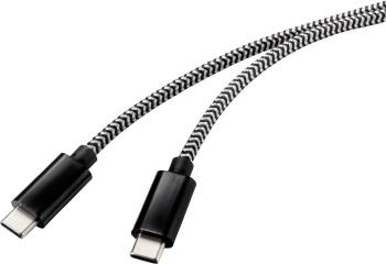 Renkforce #####USB-Kabel USB 2.0 #####USB-C™ Stecker, #####USB-C™ Stecker 3.00 m čierna/biela