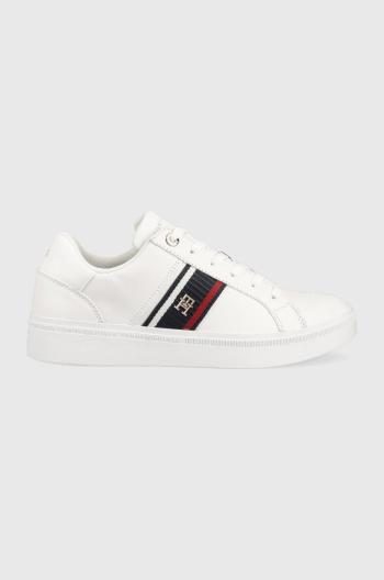 Kožené tenisky Tommy Hilfiger CORP WEBBING SNEAKER biela farba, FW0FW07379