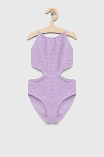 Jednodielne detské plavky Abercrombie & Fitch fialová farba