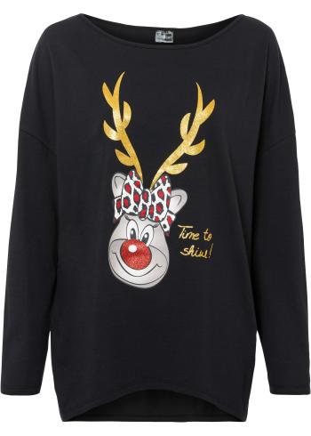 Tričko s odhalenými pleciami s vianočným motívom