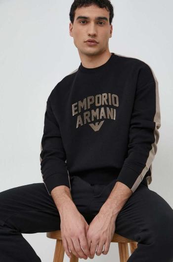 Mikina Emporio Armani pánska, čierna farba, vzorovaná
