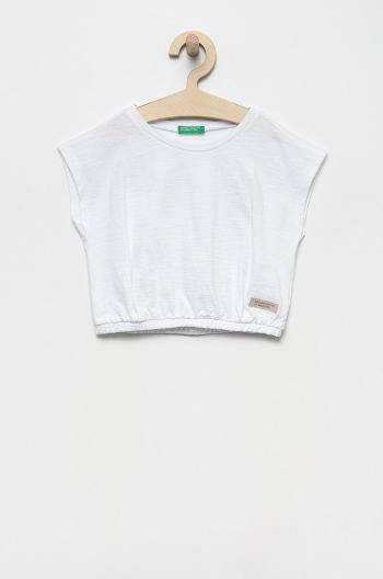 Detské bavlnené tričko United Colors of Benetton biela farba,