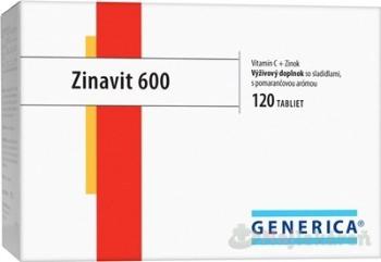 Generica Zinavit 600 s pomarančovou arómou tbl Vitamín c + zinok 120 ks