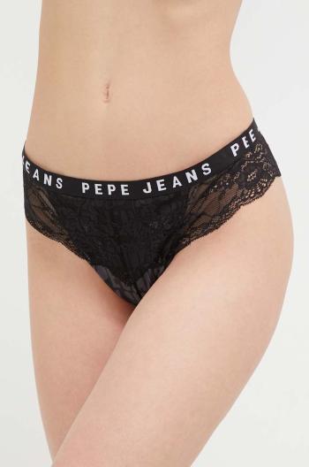 Brazílske nohavičky Pepe Jeans čierna farba, priesvitné